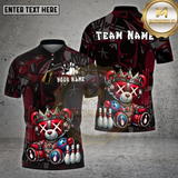 Maxcorners Bowling Shirt – Cyber Mecha Bear with Strike Pins & Bowling Ball – Personalized Name, Team Name 3D Shirt