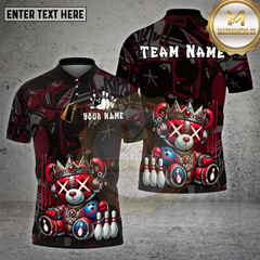 Maxcorners Bowling Shirt – Cyber Mecha Bear with Strike Pins & Bowling Ball – Personalized Name, Team Name 3D Shirt