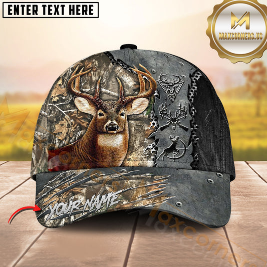 Maxcorners Deer Hunting Steel Break Patch Forest Camo Custom Name 3D Cap ( 6 colors)