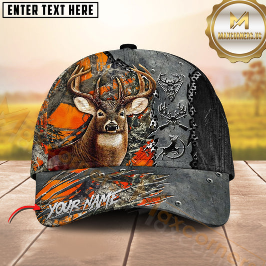 Maxcorners Deer Hunting Steel Break Patch Forest Camo Custom Name 3D Cap ( 6 colors)