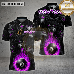 Maxcorners Billiards Shirt Dark Wolf Pack Flame 8 Ball Multioptions Personalized Name, Team Name Unisex 3D Shirt