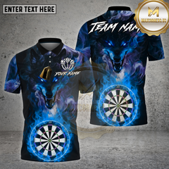 Maxcorners Darts Shirt Flame Wolf Dartboard Multioptions Personalized Name, Team Name Unisex 3D Shirt