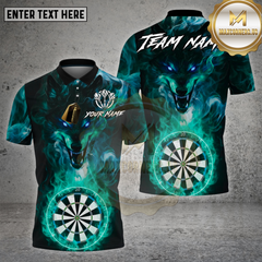 Maxcorners Darts Shirt Flame Wolf Dartboard Multioptions Personalized Name, Team Name Unisex 3D Shirt