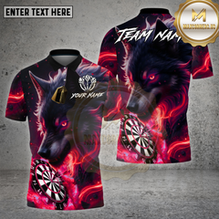 Maxcorners Darts Shirt Flame Wolf Light Dartboard Multioptions Personalized Name, Team Name Unisex 3D Shirt