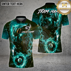 Maxcorners Billiards Shirt Electric Panther Lightning 8 Ball Multioptions Personalized Name, Team Name Unisex 3D Shirt