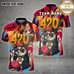 Maxcorners Bowling Chill Panda 420 Smoke Multicolor Options Personalized Name, Team Name Unisex 3D Shirt