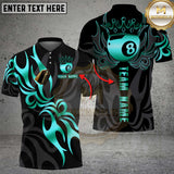 Maxcorners Billiard Shirt Golden Flame 8 Ball Design Premium Multioptions Personalized Name, Team Name Unisex 3D Shirt