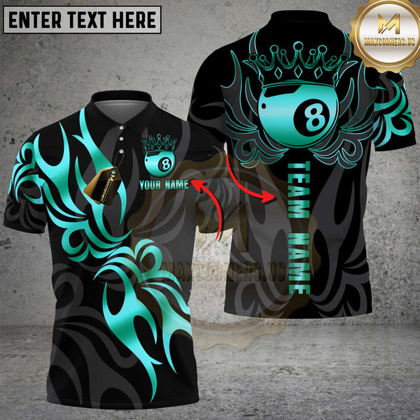 Maxcorners Billiard Shirt Golden Flame 8 Ball Design Premium Multioptions Personalized Name, Team Name Unisex 3D Shirt