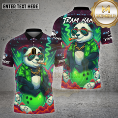 Maxcorners Bowling Panda 420 Smoking Neon Multicolor Options Personalized Name, Team Name Unisex 3D Shirt