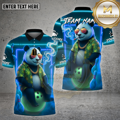 Maxcorners Bowling Panda 420 Retro Neon Glow Multicolor Options Personalized Name, Team Name Unisex 3D Shirt