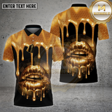 Maxcorners Darts Shirt Gold Dripping Lips Honeycomb Metallic Shine Multi Options Personalized Name, Team Name 3D Shirt