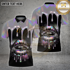 Maxcorners Darts Shirt Silver Dripping Lips Holographic Metallic Style Multi Options Personalized Name, Team Name 3D Shirt