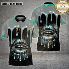 Maxcorners Darts Shirt Silver Dripping Lips Holographic Metallic Style Multi Options Personalized Name, Team Name 3D Shirt