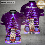 Maxcorners Bowling Shirt Muscular Santa Christmas Tree Night Scene Multi Options Personalized Name, Team Name 3D Shirt