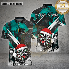 Maxcorners Darts Christmas Crazy Board Santa Hat  Multicolor Options Personalized Name, Team Name Unisex 3D Shirt