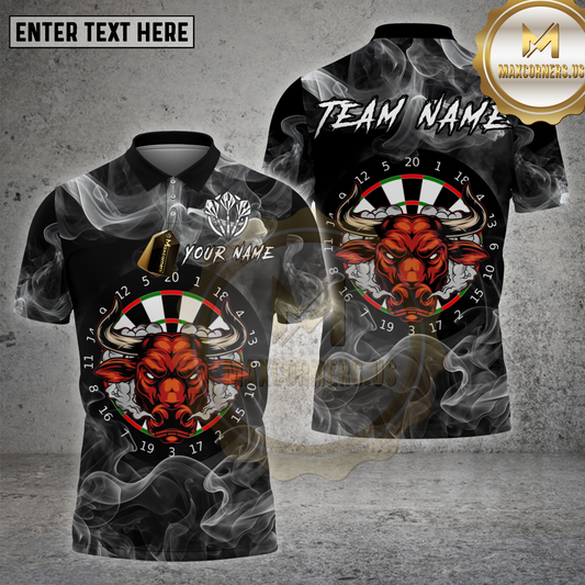 Maxcorners Darts Shirt Bull Smoke Dartboard Multioptions Personalized Name, Team Name Unisex 3D Shirt (4 Colors)