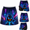 Maxcorners Bowling Neon Alley Character Personalized 3D Skort, Skirts With Shorts
