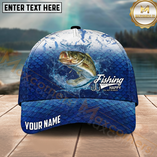 Maxcorners Fishing Water Splash Scale Gradient Design Personalized Name Classic 3D Cap (9 Breeds)