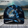 Maxcorners Fishing Blue Smoke Sport Pattern Personalized Name 3D Cap (11 Breeds)