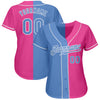 Maxcorners Custom Pink Light Blue-White Authentic Split Fashion Baseball Jersey LM2605