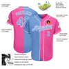 Maxcorners Custom Pink Light Blue-White Authentic Split Fashion Baseball Jersey LM2605