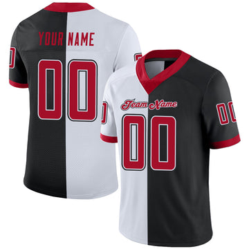 Maxcorners Custom Black Red-White Split Fashion Football Jersey LM2605