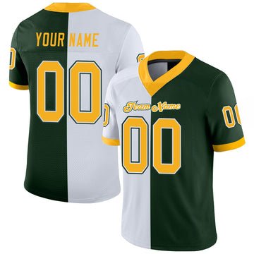 Maxcorners Custom Green Gold-White Split Fashion Football Jersey LM2605