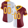 Maxcorners Custom Burgundy Gold-White Split Fashion Football Jersey LM2605