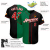 Maxcorners Custom Black Red-Kelly Green Authentic Split Fashion Baseball Jersey LM2605