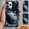 Maxcorners Bass Fishing Phone Case Blue Ocean Hexagon Lure Art Design Custom Angler Name Phone Case (12 Fish Species)