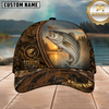 Maxcorners Fishing Rustic Brown Camo Sunset Lake Customized Name 3D Cap