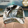 Maxcorners Fishing White Woodland Lake Splash Customized Name 3D Cap