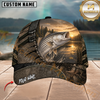 Maxcorners Fishing Rustic Bark and Sunset Customized Name 3D Cap