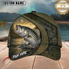 Maxcorners Fishing Olive Green Honeycomb Water Splash Customized Name 3D Cap