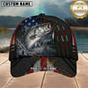 Maxcorners Fishing American Flag Night Lake Splash Customized Name 3D Cap
