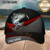 Maxcorners Fishing Neon Ocean Black Red Metal Mesh Customized Name 3D Cap