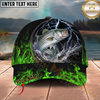 Maxcorners Neon Green Flame Thunder Fishing Cap Personalized Name 3D Cap