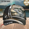 Maxcorners Fishing Black Hexagon Silver Accent Customized Name 3D Cap