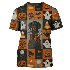 Maxcorners Dachshund Golf Shirt For Dog Lover, Halloween Pattern Golf Shirt, Crazy Golf Shirt For Men
