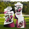 Maxcorners Black White and Hot Pink Female Golfer Personalized Name 3D Golf Shirt and Skirt