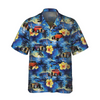 Maxcorners Hot Rod And Tropical Hibiscus Pattern Hawaiian Shirt