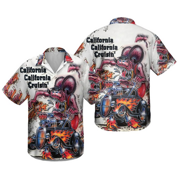 Maxcorners Rat Fink California Cruisin Hot Rod Hawaiian Shirt