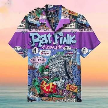Maxcorners Rat Fink Comix Toxic Boiz Junkyard Hawaiian Shirt