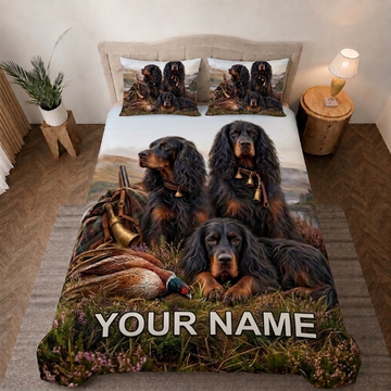 Maxcorners Flying Pheasant, Hunting Dog And Hunting Rifle Autumn Bedding Set 3D Print Custom Name