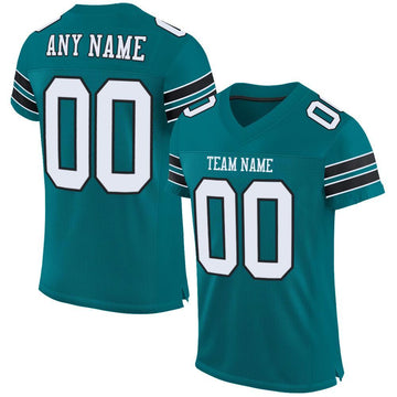 Maxcorners Custom Teal White-Black Mesh Authentic Football Jersey LM2605