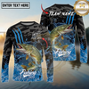 Maxcorners Fishing Camo Water Splash Personalized Name, Team Name Long Sleeve Shirt (9 Breeds)