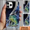 Maxcorners Fishing Blue Flame Lightning Strike Personalized Name Phone Case (10 Fish Species)