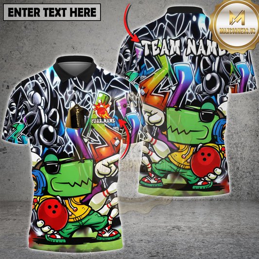 Maxcorners Bowling Crocodile Dynamic Throw Graffiti Design Multi Options Personalized Name, Team Name 3D Shirt