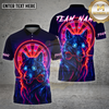 Maxcorners Darts Shirt Neon Wolf Dart Glow Multioptions Personalized Name, Team Name Unisex 3D Shirt (4 Colors)