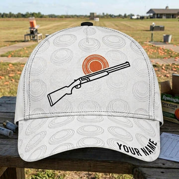 Maxcorners Trap Shooting White Shotgun Orange Target Clay Circle Pattern Personalized Classic Cap